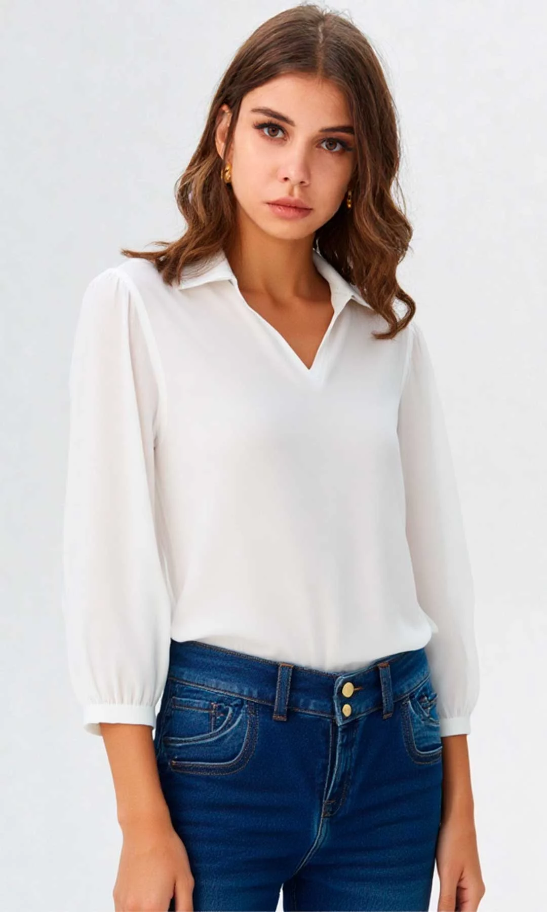 Blusa mujer manga 3/4 unicolor - Imagen 4