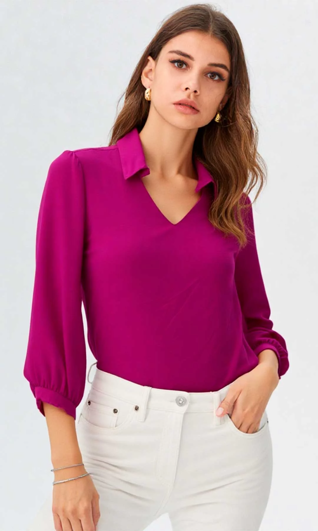 Blusa mujer manga 3/4 unicolor