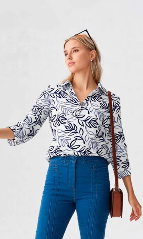 Blusa mujer manga larga estampada