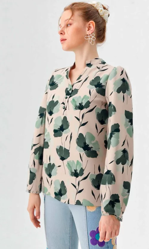 Blusa mujer manga larga estampada