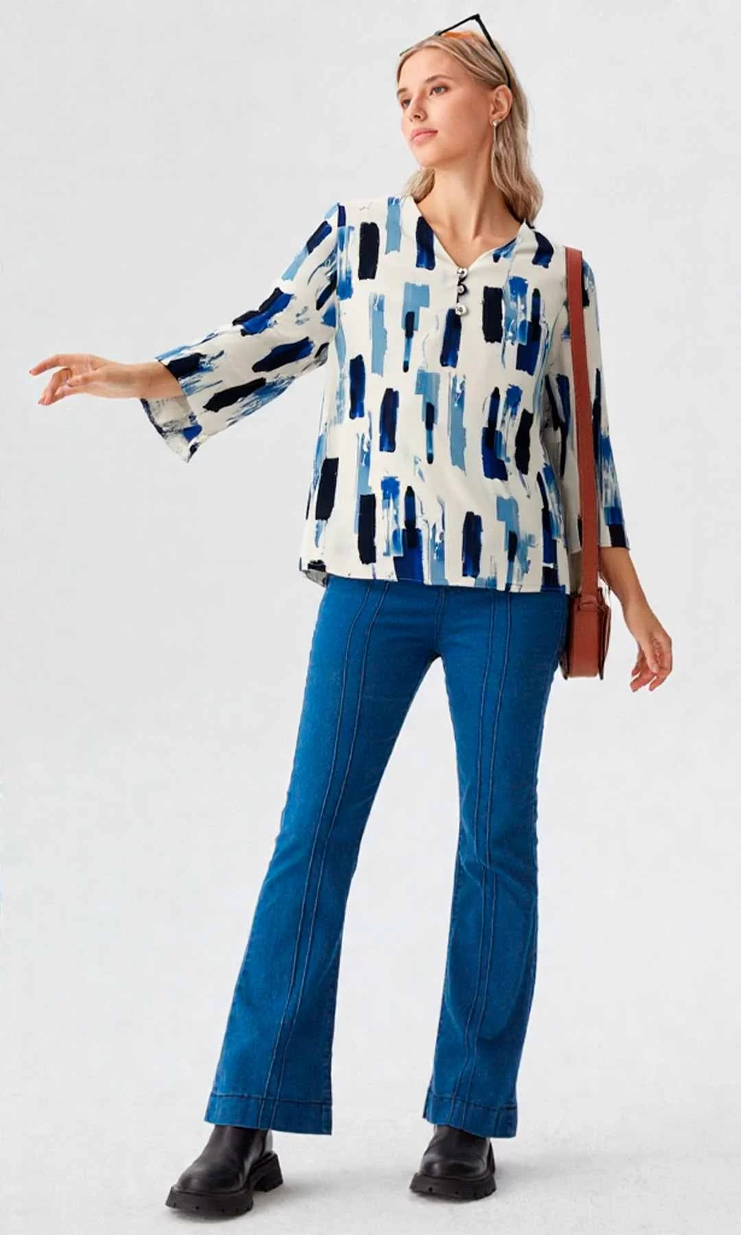 Blusa mujer manga 3/4 estampada - Imagen 4