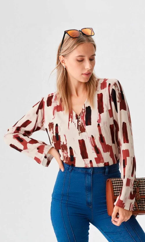 Blusa mujer manga 3/4 estampada