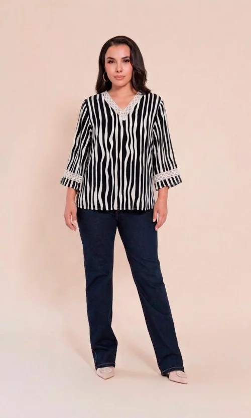 Blusa mujer manga 3/4 rayas