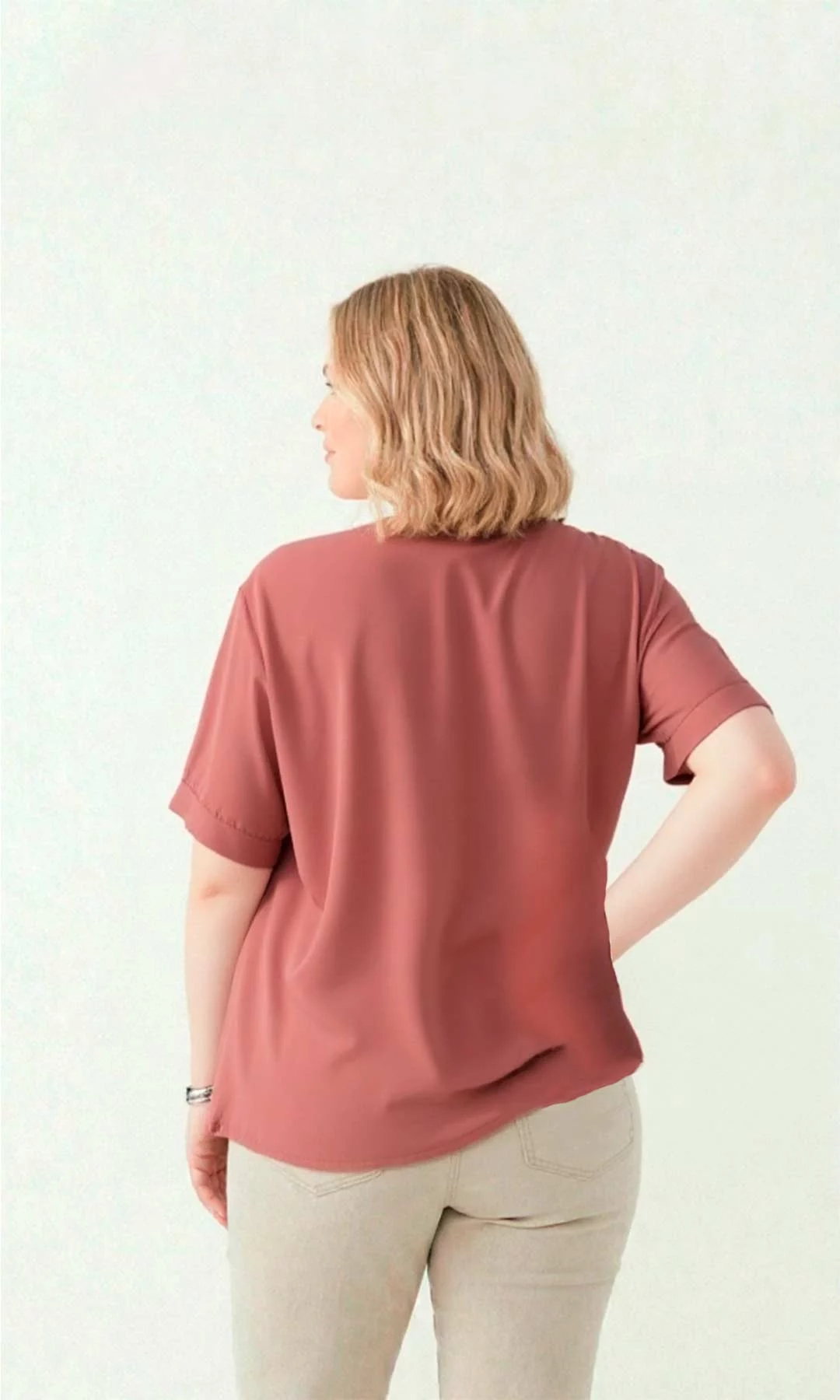 Blusa mujer manga corta unicolor - Imagen 7