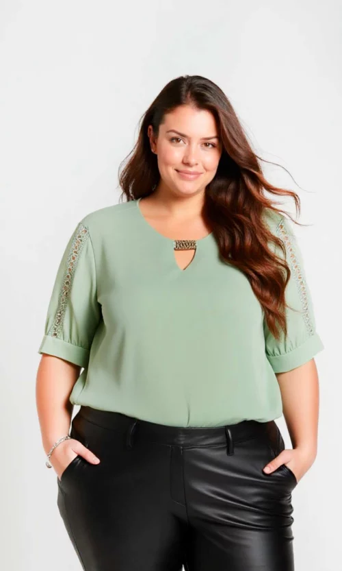 Blusa mujer manga corta unicolor