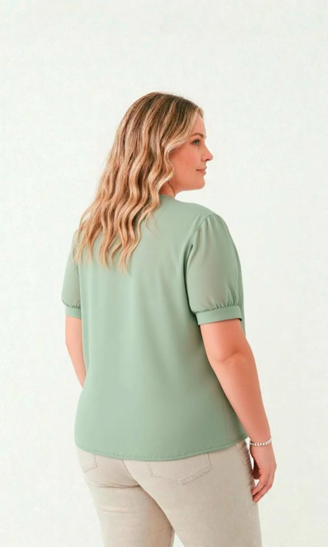 Blusa mujer manga corta unicolor - Imagen 3