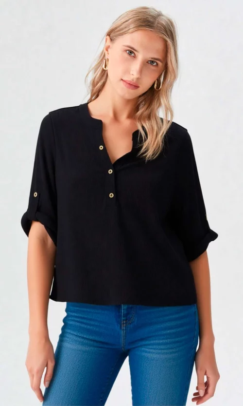 Camiseta mujer manga 3/4 unicolor