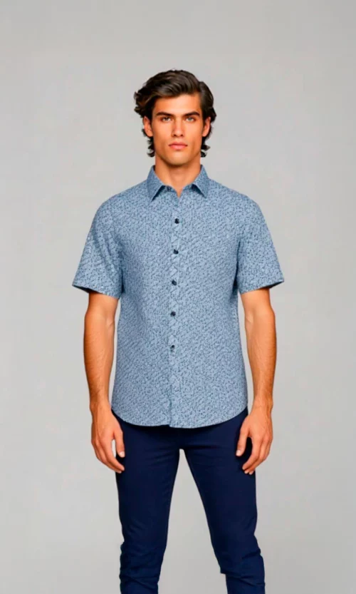 Camisa hombre manga corta estampada