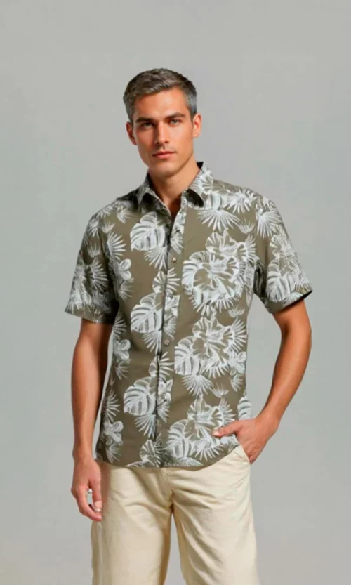 Camisa hombre manga corta estampada
