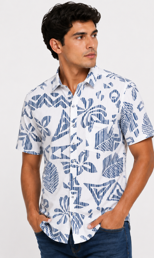 Camisa hombre manga corta estampada