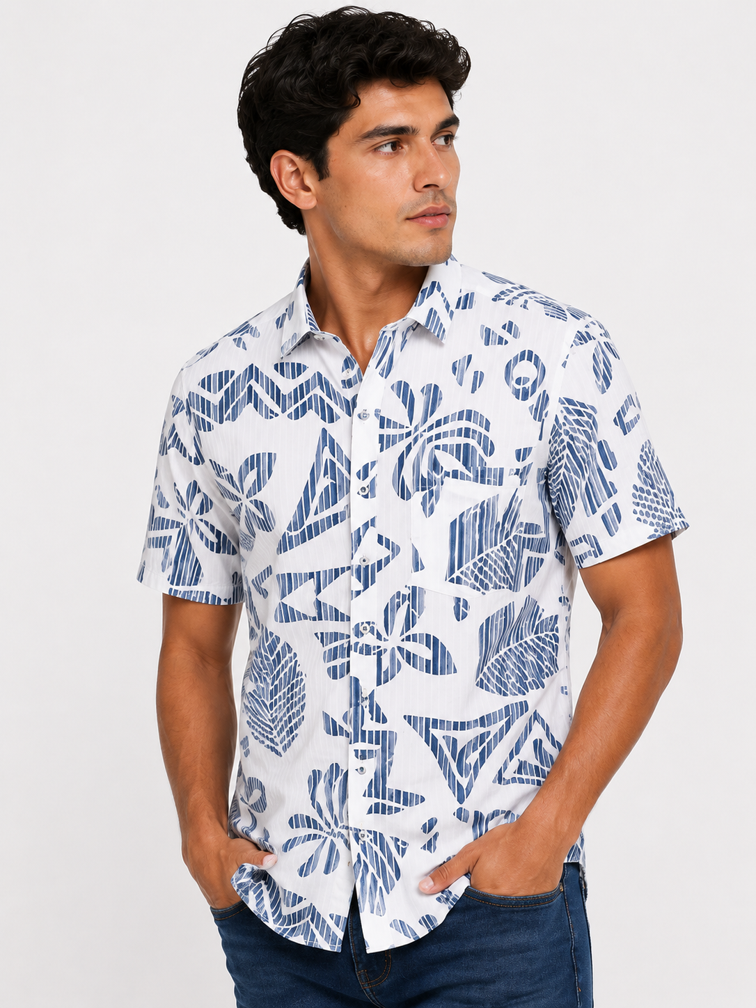 Camisa hombre manga corta estampada