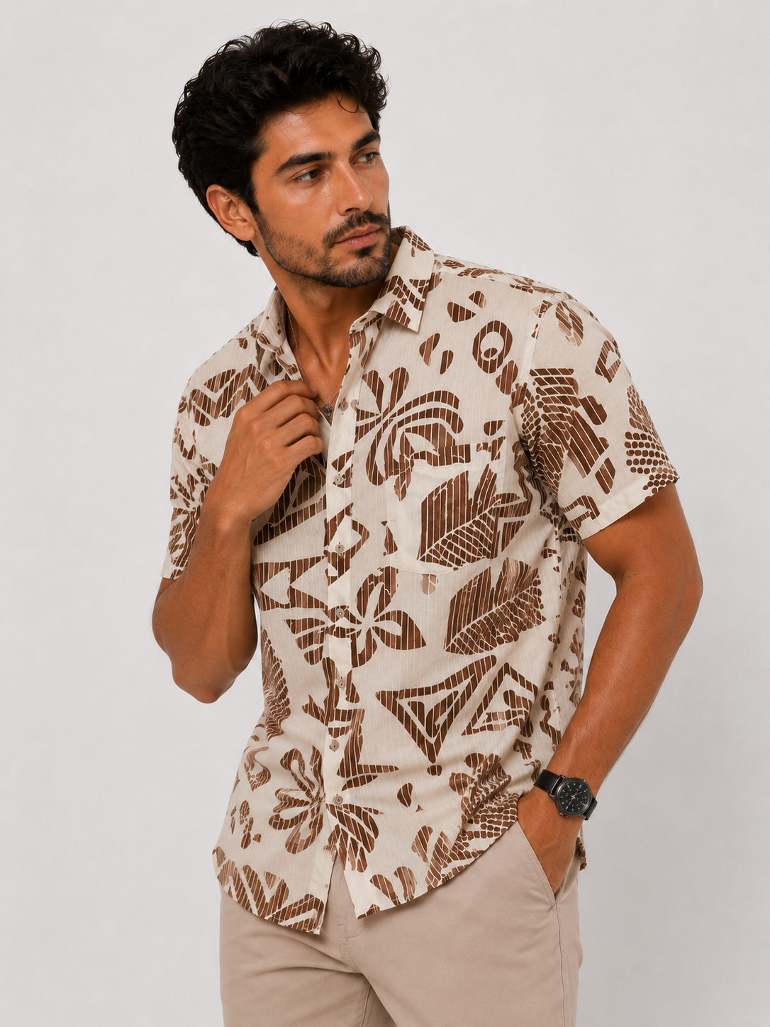 Camisa hombre manga corta estampada - Imagen 5