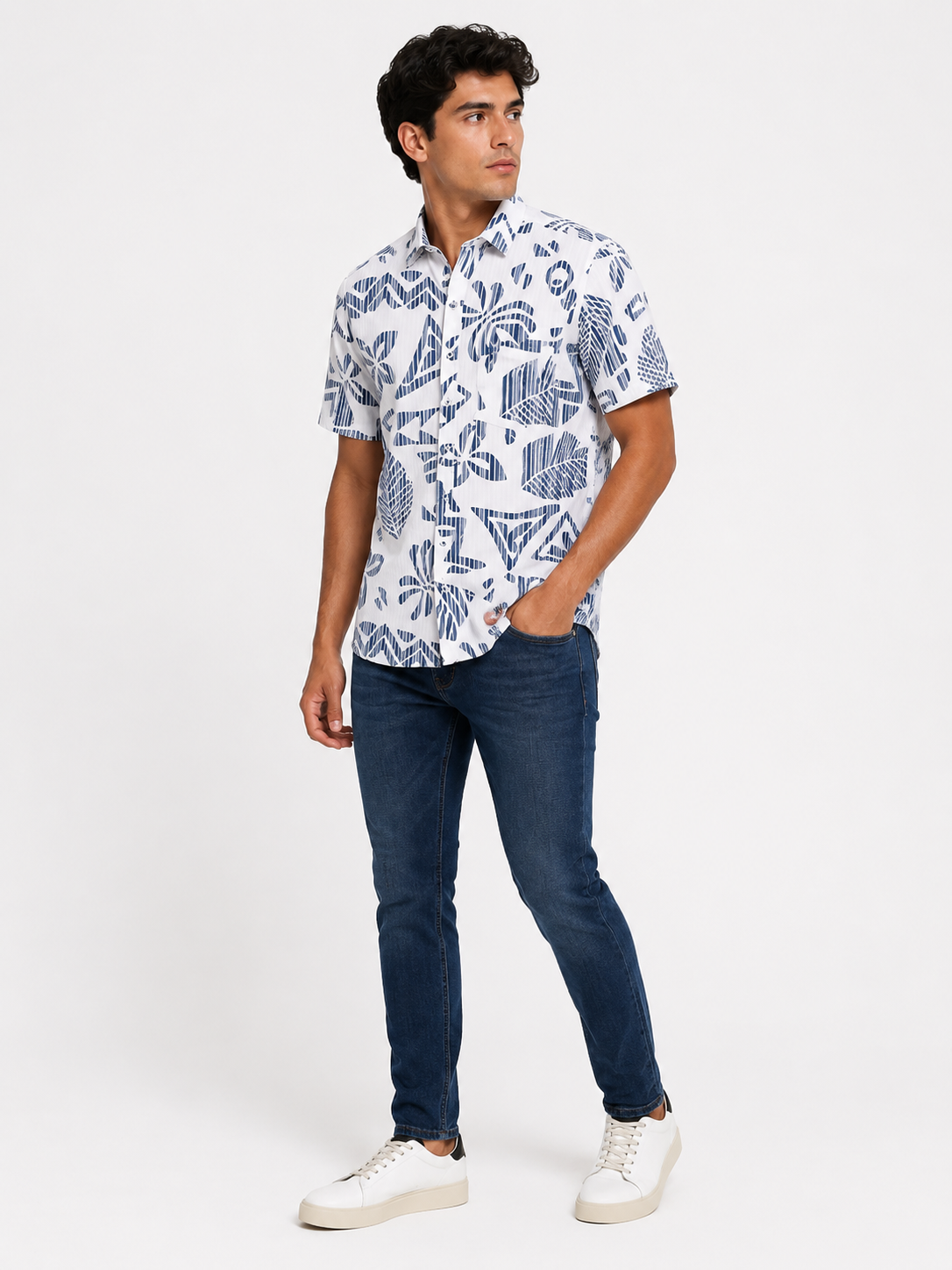 Camisa hombre manga corta estampada - Imagen 2