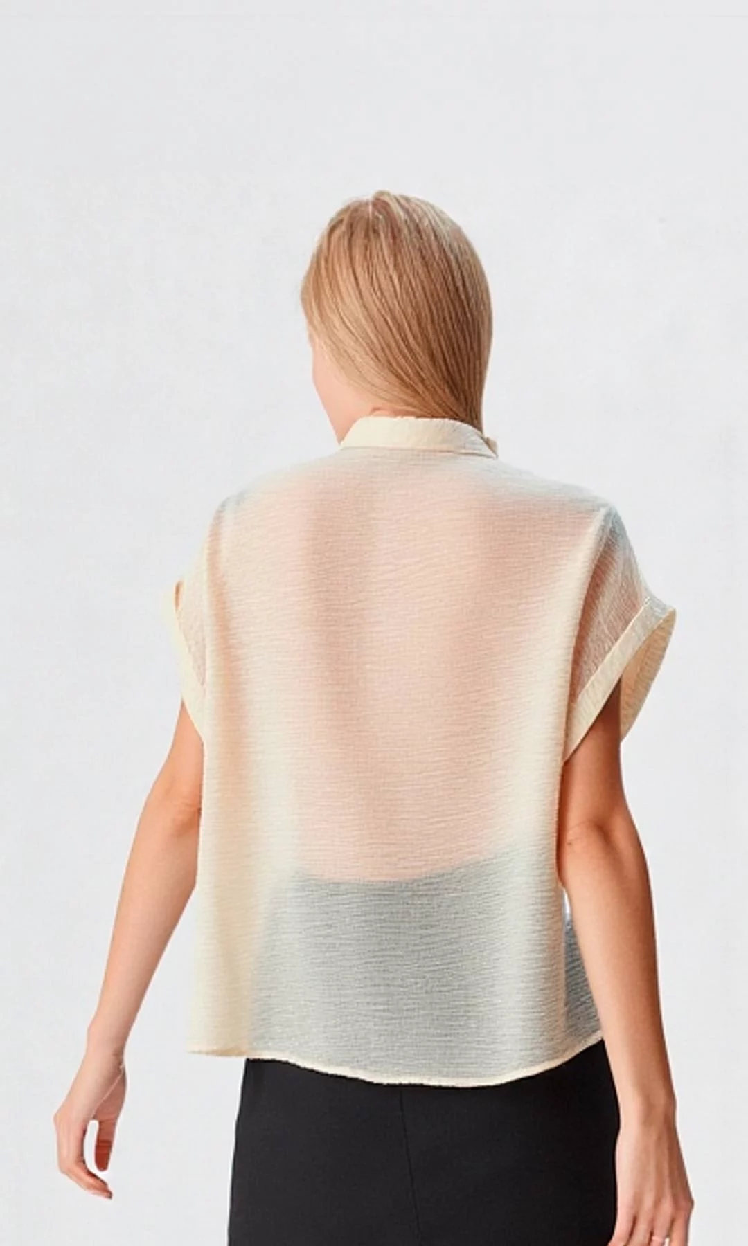 Blusa mujer manga corta unicolor - Imagen 7