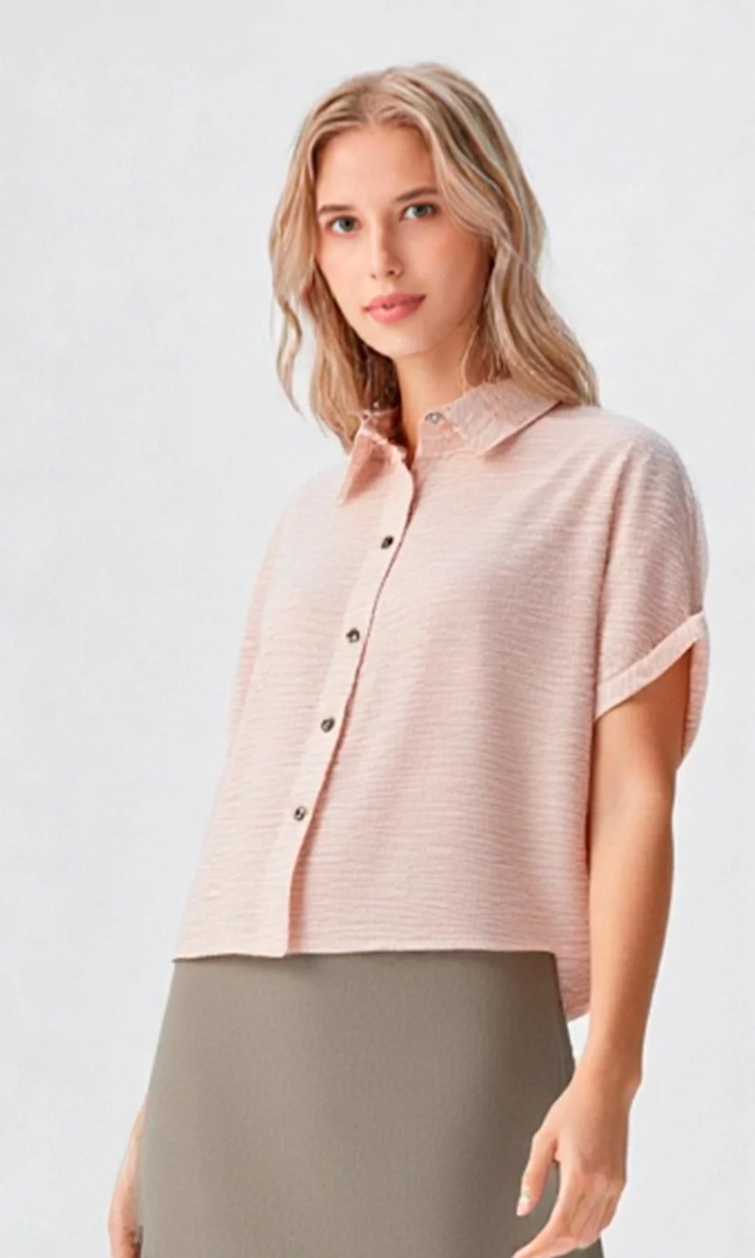 Blusa mujer manga corta unicolor - Imagen 4