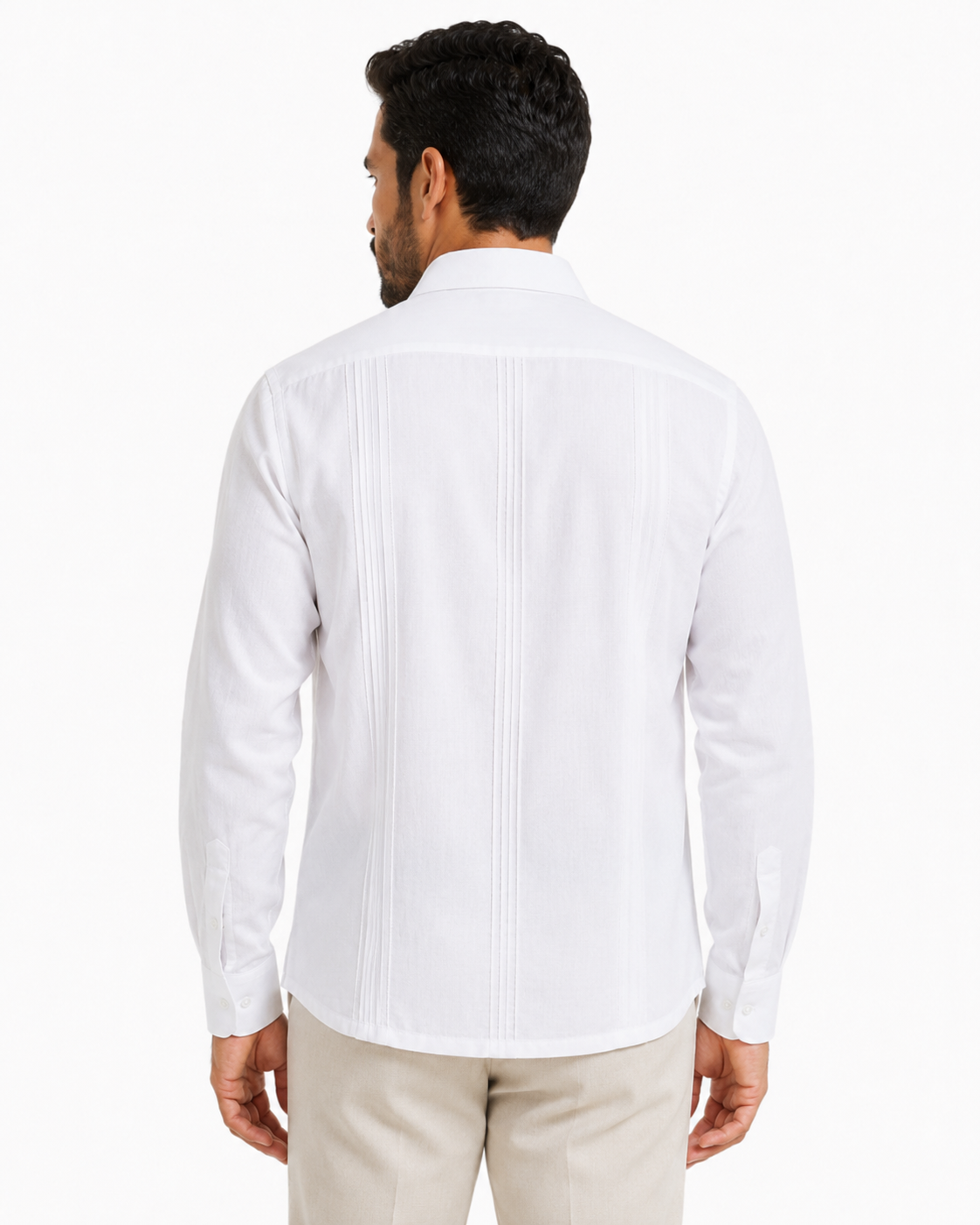 Guayabera hombre manga larga unicolor - Imagen 3