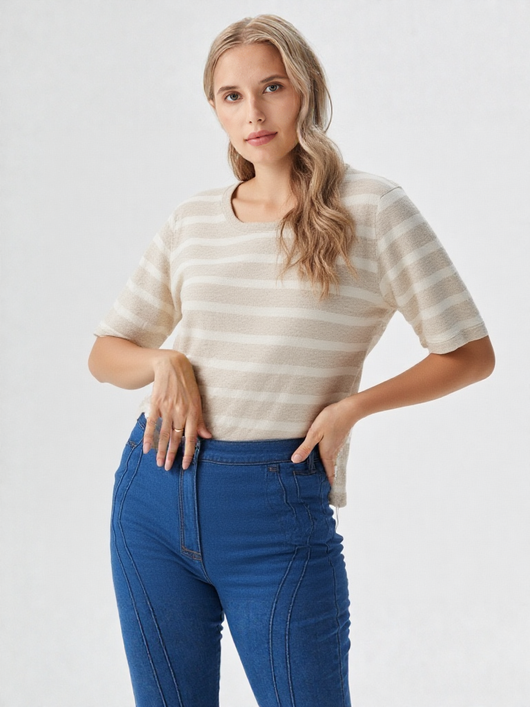 Camiseta mujer manga corta rayas