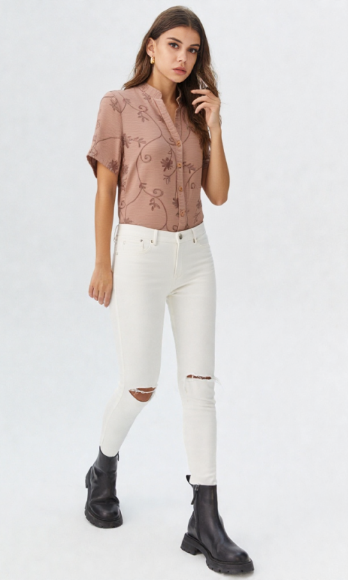 Blusa mujer manga corta unicolor