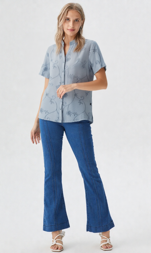 Blusa mujer manga corta unicolor