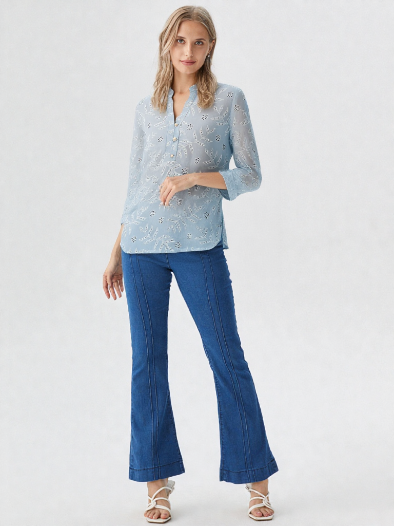 Blusa mujer manga 3/4 unicolor - Imagen 5
