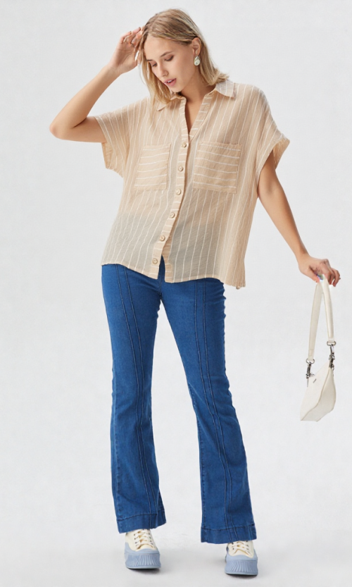 Blusa mujer manga corta rayas