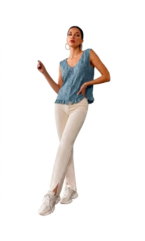 Blusa mujer manga sisa unicolor
