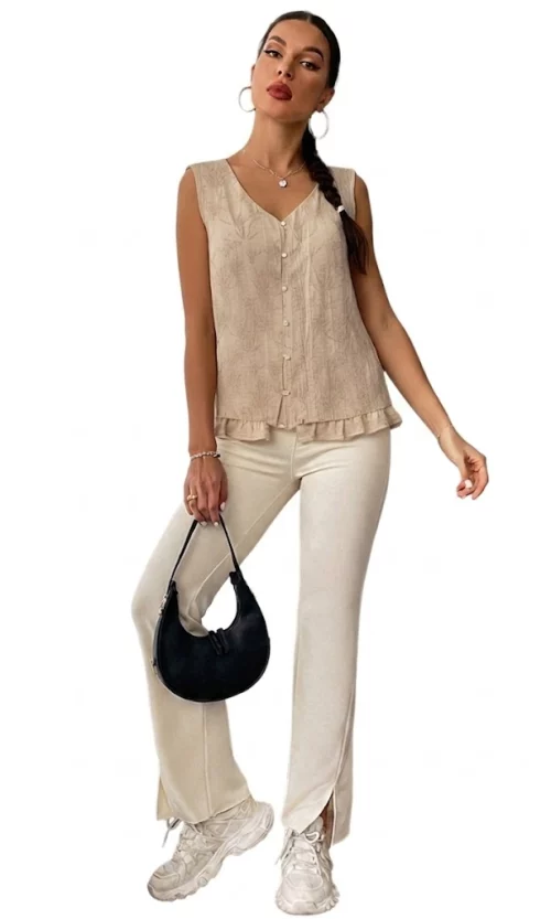 Blusa mujer manga sisa unicolor