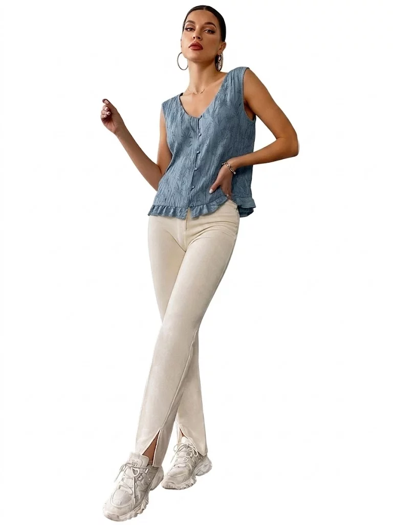 Blusa mujer manga sisa unicolor - Imagen 4