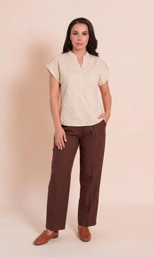 Blusa mujer manga corta unicolor