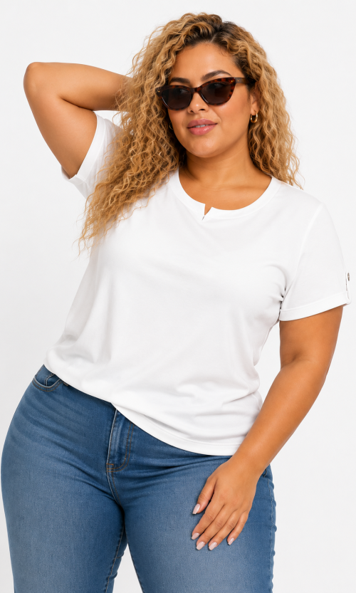 Camiseta mujer manga 3/4 unicolor