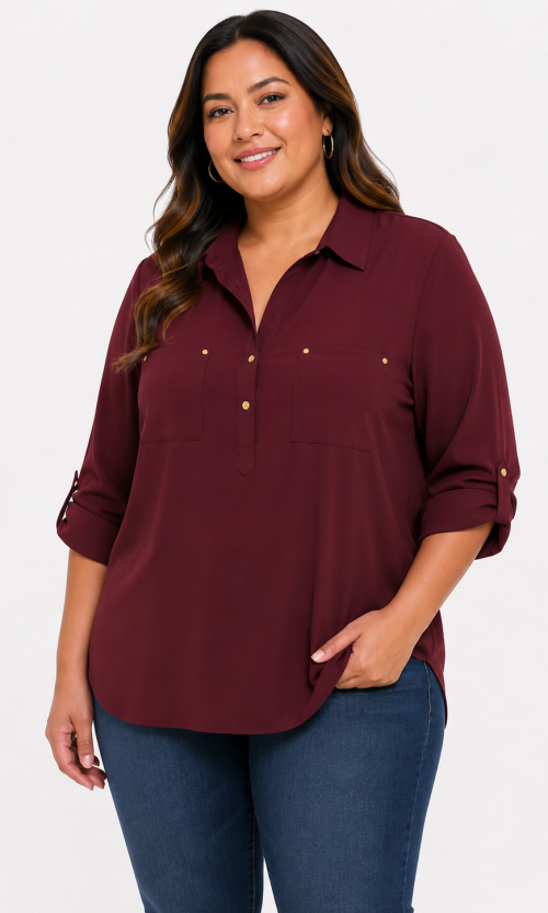 Blusa mujer manga 3/4 unicolor
