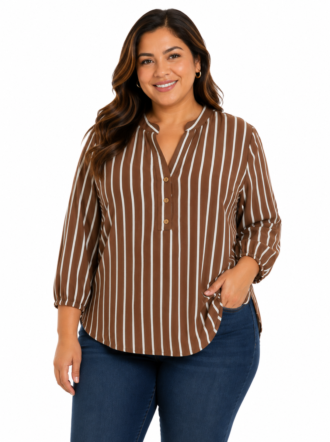 Blusa mujer manga 3/4 rayas - Imagen 2