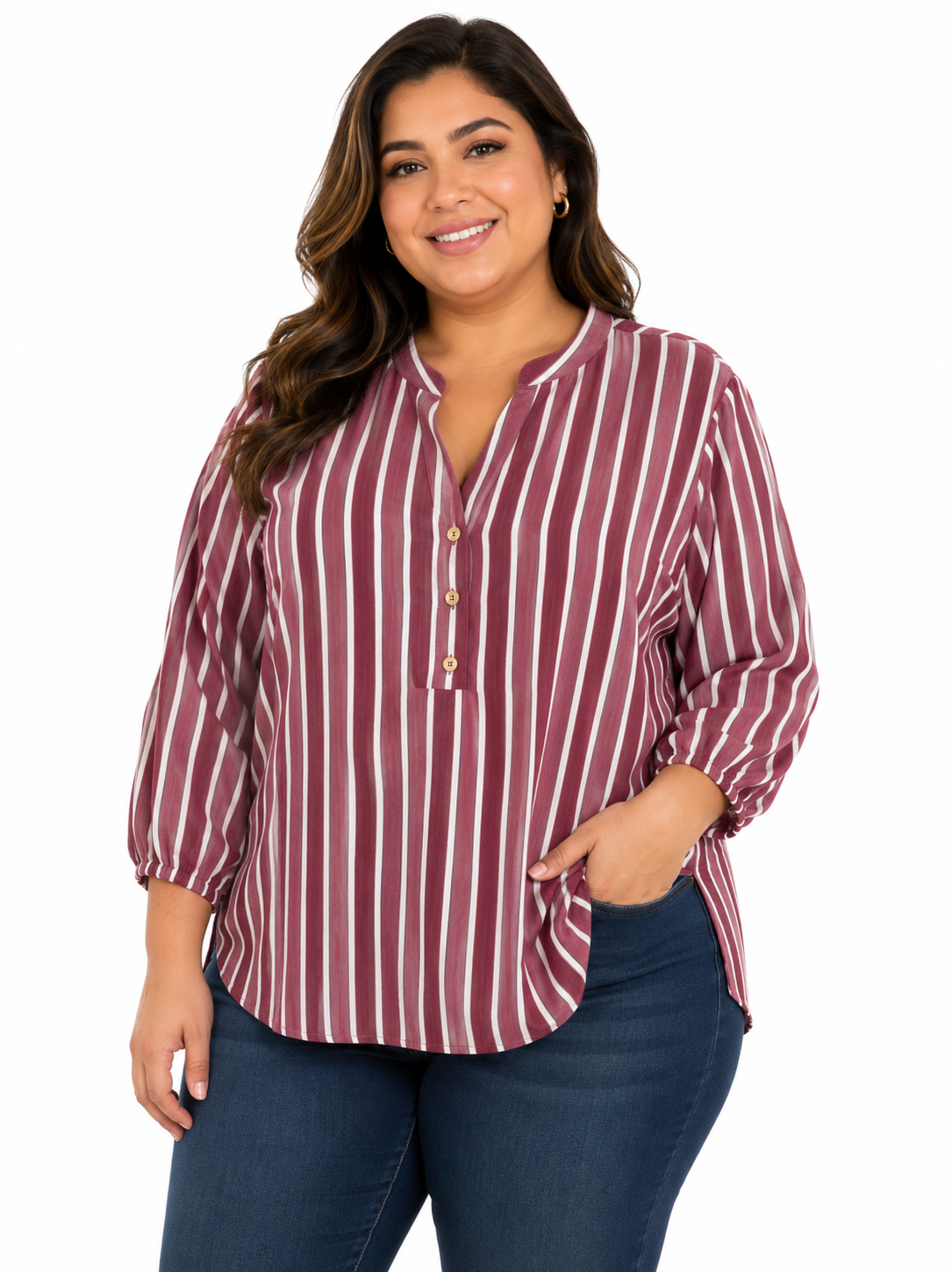 Blusa mujer manga 3/4 rayas - Imagen 4