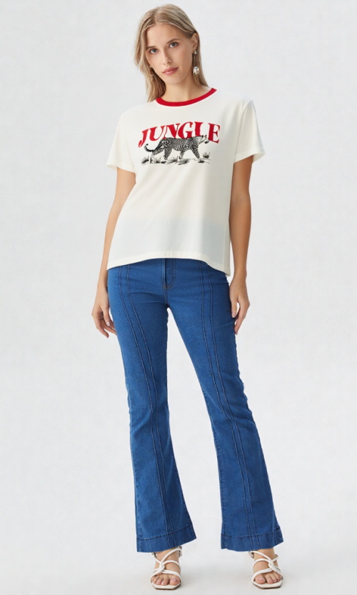 Camiseta mujer manga corta estampada