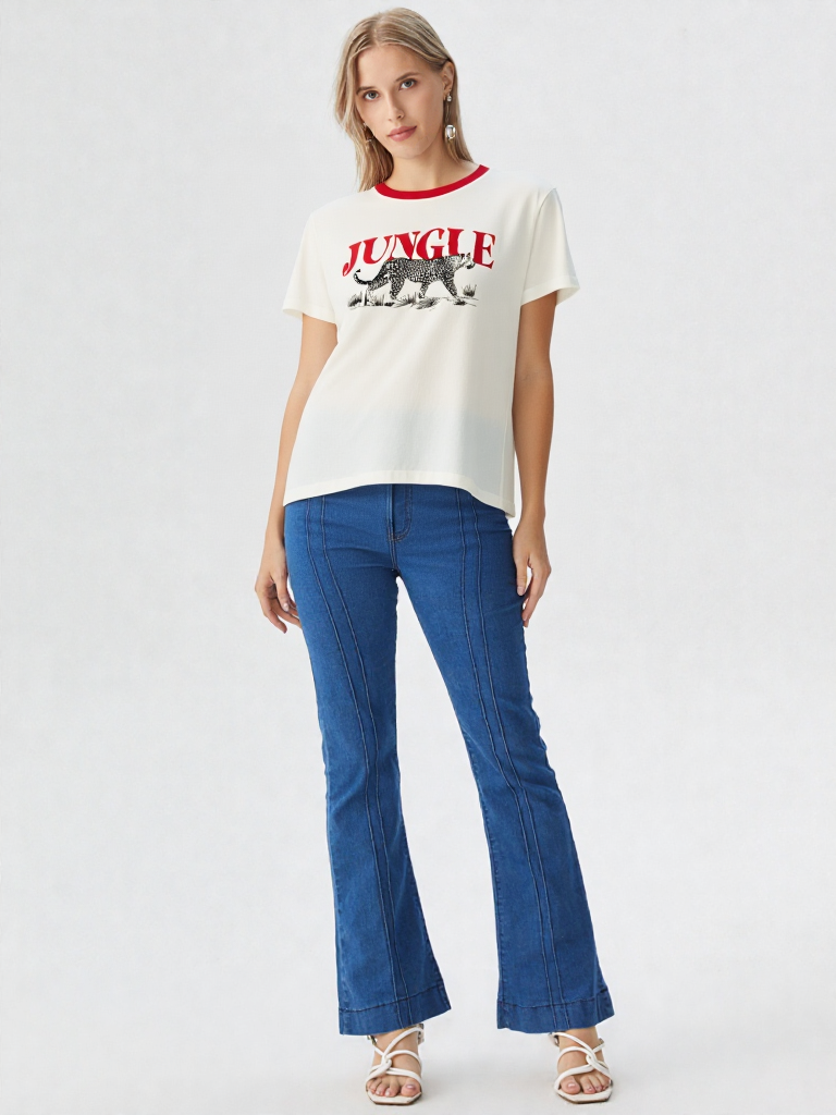 Camiseta mujer manga corta estampada
