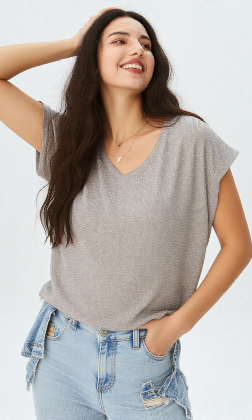 Camiseta mujer manga corta unicolor