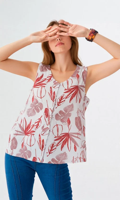 Blusa mujer manga sisa estampada
