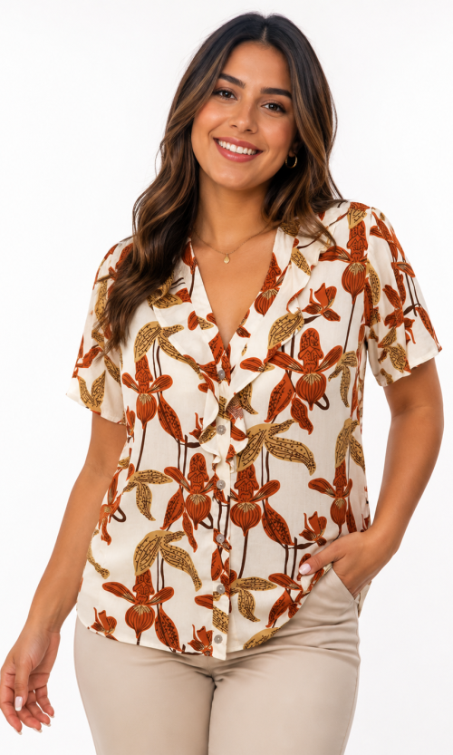 Blusa mujer manga corta estampada