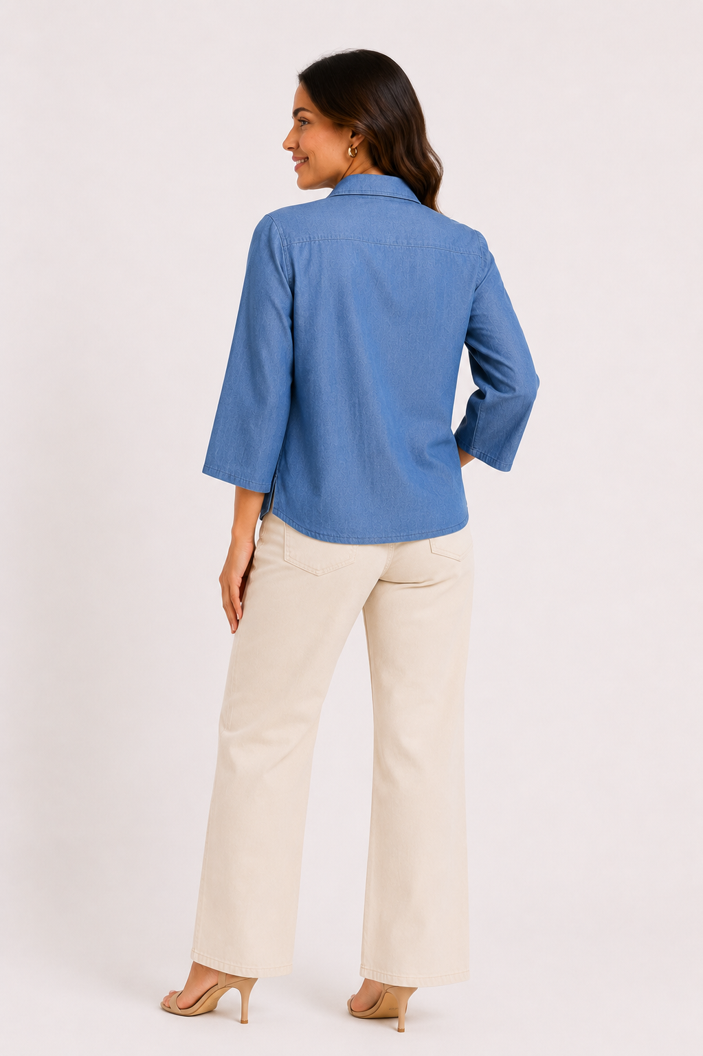 Blusa mujer manga 3/4 unicolor - Imagen 3