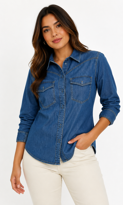 Blusa mujer manga larga unicolor