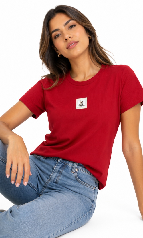Camiseta mujer manga corta unicolor
