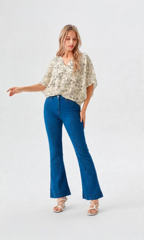 Blusa mujer manga corta estampada
