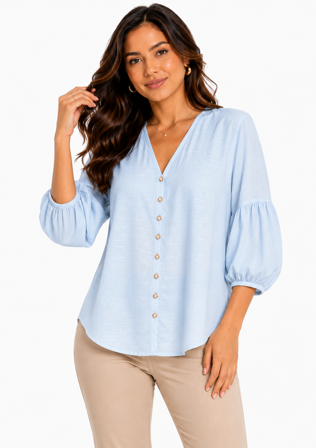 Blusa mujer manga 3/4 unicolor - Imagen 4