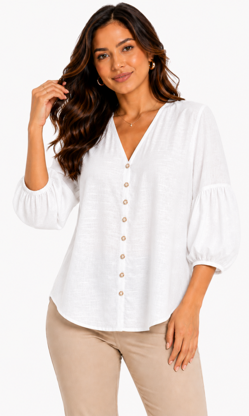 Blusa mujer manga 3/4 unicolor