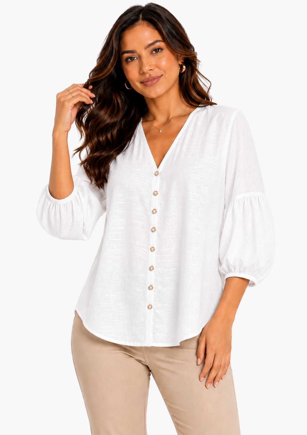 Blusa mujer manga 3/4 unicolor