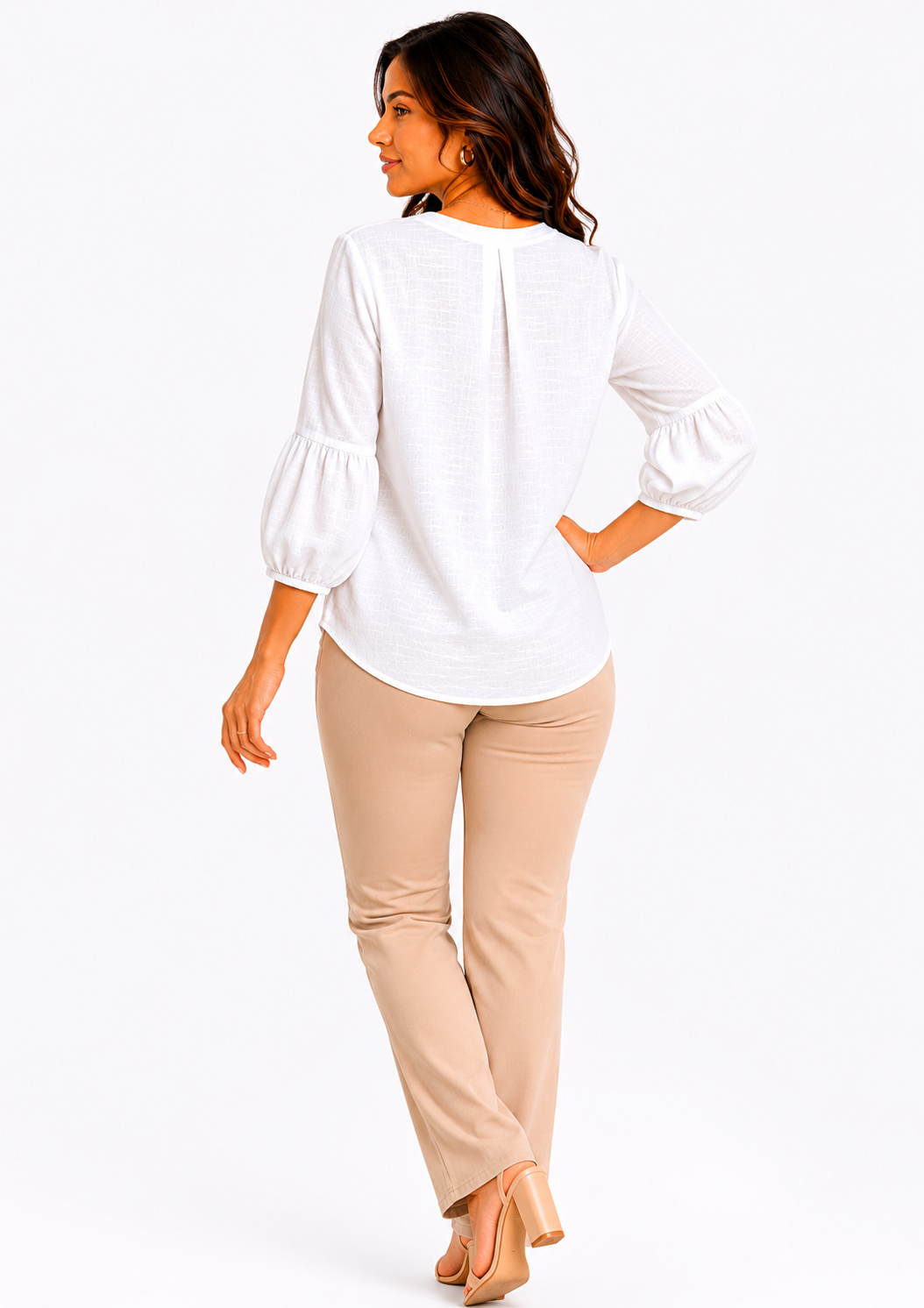 Blusa mujer manga 3/4 unicolor - Imagen 3