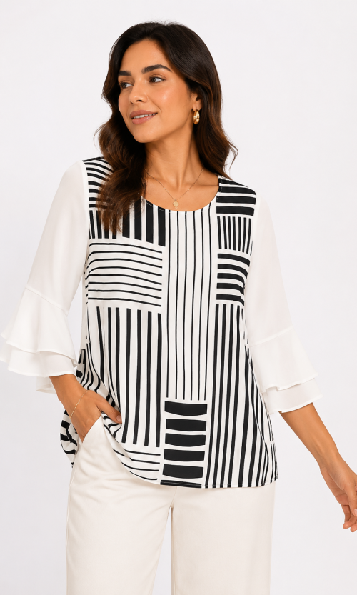 Blusa mujer manga 3/4 estampada