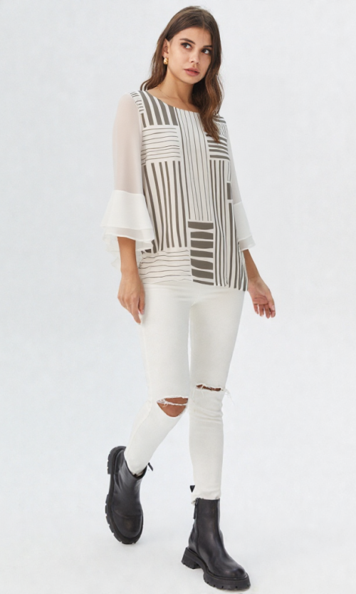 Blusa mujer manga 3/4 estampada