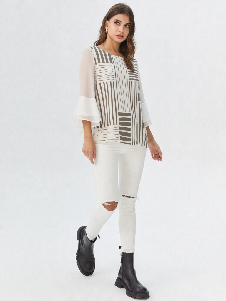 Blusa mujer manga 3/4 estampada