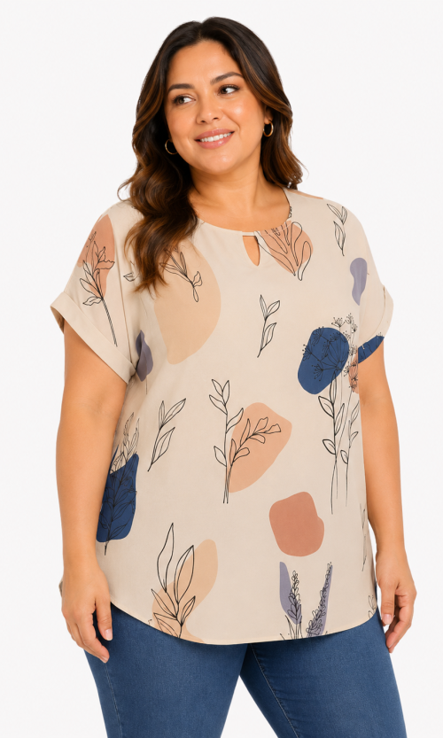 Blusa mujer manga corta estampada